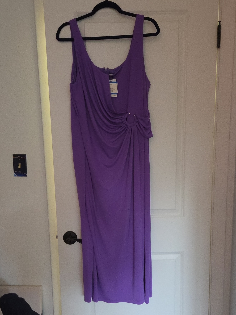 Anne Klein Purple Sleeveless Draped Maxi Dress